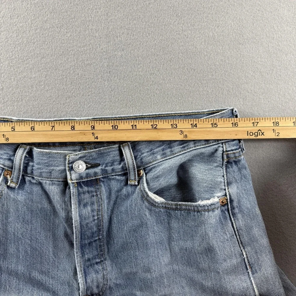 Levis 501 Jeans Mens 34x34 (Fit 32x31) Light Wash Straight Distressed Denim